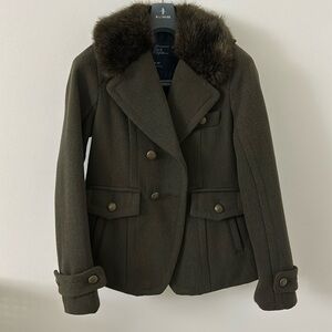 American Eagle double breasted fur collar coat